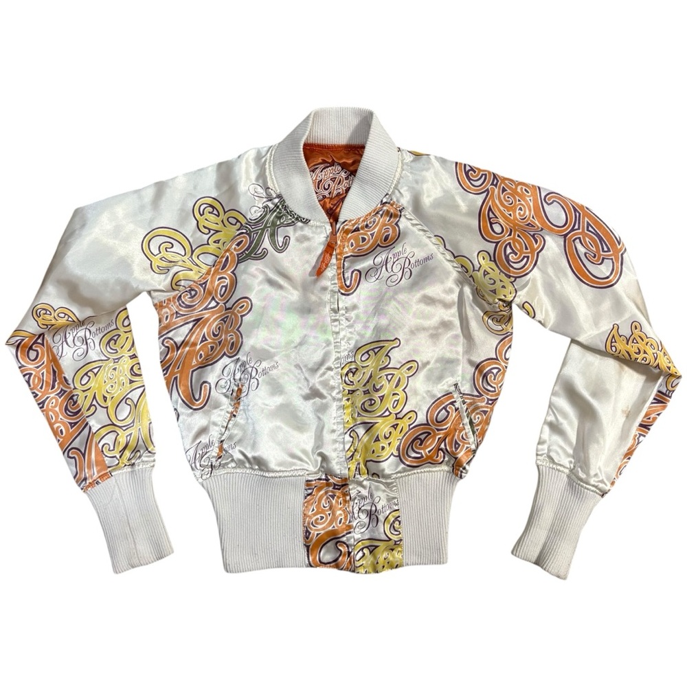 Vintage Apple Bottom Reversible Satin Varsity Jacket Embroidered Size Unknown